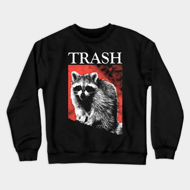 Red Trash Raccoon Crewneck Sweatshirt by giovanniiiii